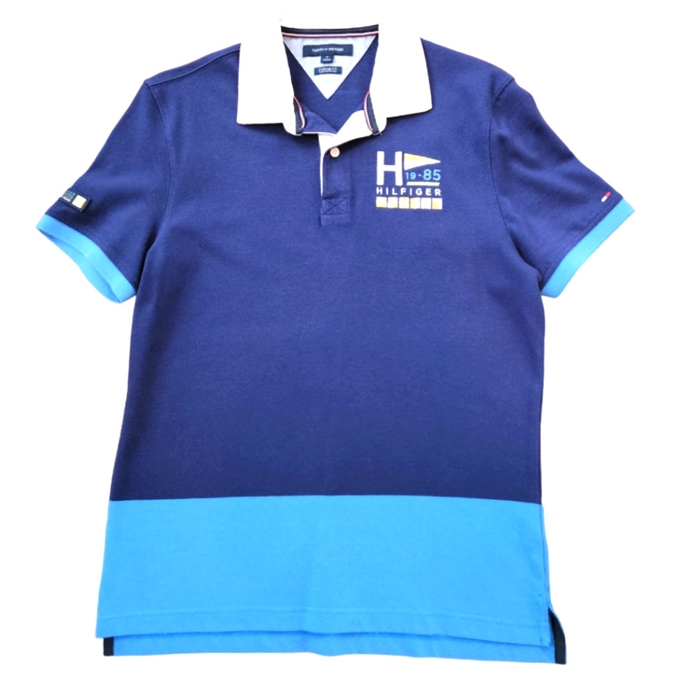 Tommy Hilfiger blue polo shirt medium custom fit